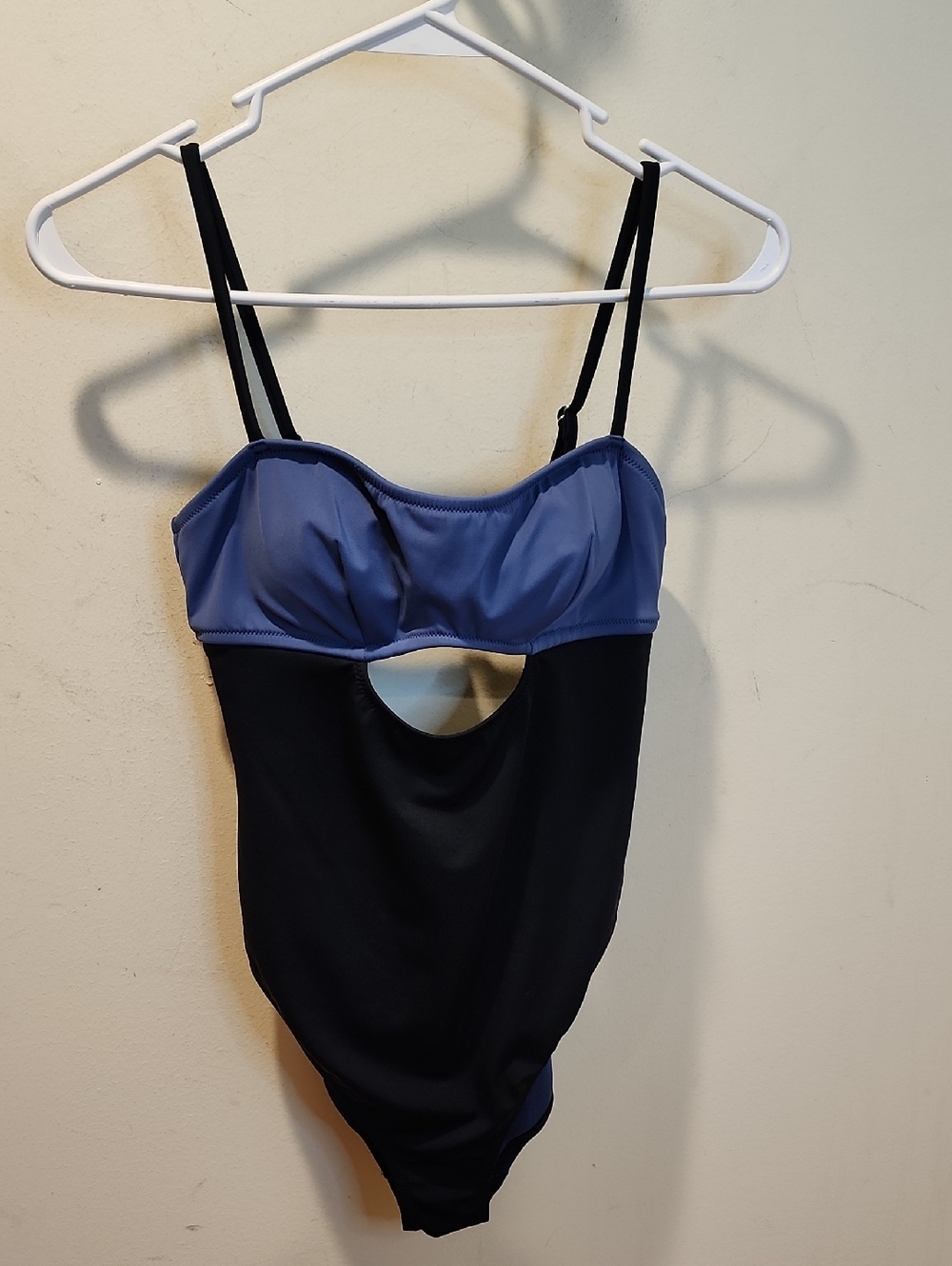Adore Me Blue and Black Cutout One-Piece Bodysuit Sz S